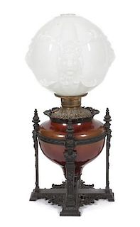 * A Bradley & Hubbard Victorian Oil Lamp Height 24 1/4 inches.