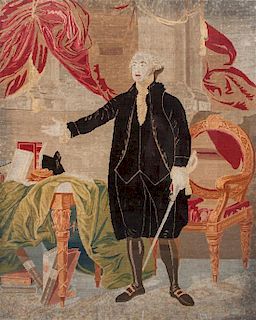 * A Needlework Portrait of George Washington 45 x 36 1/2 inches.