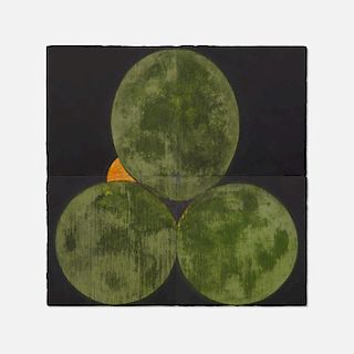 Donald Sultan, Three Old Limes and an Orange August 30 1988 (in four parts)