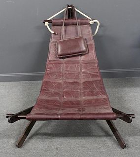 Vintage Leather Upholstered Hammock Chair.