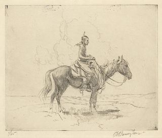 O.E. Berninghaus (1874-1952), "Taos Indian on Horseback"