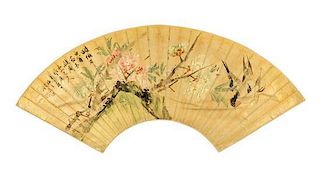 * Qian Fengming, (QING DYNASTY), Peach Blossoms and a Swallow