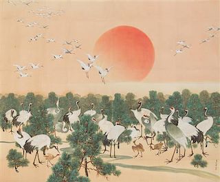 * Gyokumin Okubo, (1874-1949), Cranes