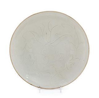 A Large Ding - Type White Glazed Porcelain Shallow Bowl Diameter 9 3/4 inches.