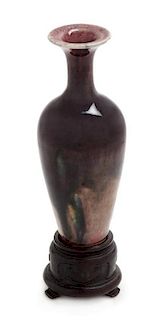 A Peachbloom Glazed Porcelain Amphora Vase Height 6 1/4 inches.