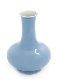 A Clair-de-Lune Glazed Porcelain Bottle Vase Height 6 1/2 inches.