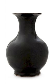 A Monochrome Iron Dust Glazed Vase Height 13 1/8 inches.
