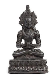 A Pala Style Bronze Figure of Amida Buddha Height 7 1/2 inches.