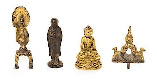 * Four Gilt Bronze Articles Height of the highest 2 3/4 inches.