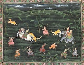 A Large Indian Painting Height 33 x width 43 inches.