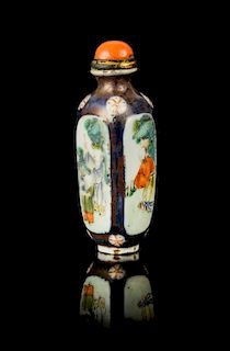 * A Famille Rose Porcelain Snuff Bottle Height 3 inches.