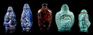 Five Snuff Bottles Height of tallest 2 1/2 inches.