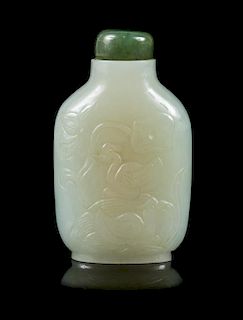 A Celadon Jade Snuff Bottle Height 2 5/8 inches.