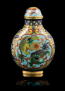 A Cloisonne Enanel Snuff Bottle Height 2 7/8 inches.