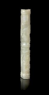 A Pale Celadon Jade Wrist Rest Length 6 7/8 inches.