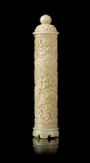A Celadon Jade Parfumier Height 9 inches.