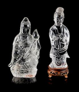 Two Rock Crystal Figures of Immortals Height of larger 6 1/2 inches.