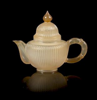 * A Carved Agate Teapot Height 5 inches.