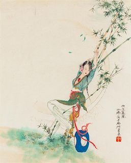 After Hu Yefo, (1908-1980), Lady and Bamboo