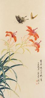 After Xie Zhiliu, (1910-1997), Butterflies and Flowering Branches