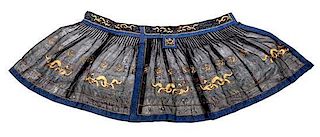 A Chinese Embroidered Silk Chaofu Skirt Length 35 inches.