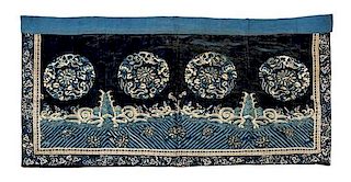 A Chinese Embroidered Silk Panel 55 x 28 3/4 inches.