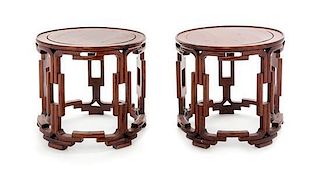 A Pair of Chinese Rosewood Stands Height 8 1/8 inches.