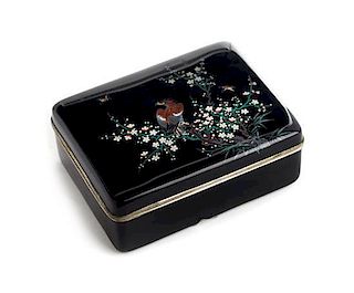 * A Cloisonne Enamel Box and Cover Length 5 1/4 x width 4 x depth 2 inches.
