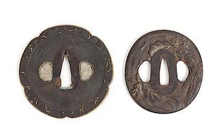 Two Iron Tsuba Length of larger 3 1/8 inches.