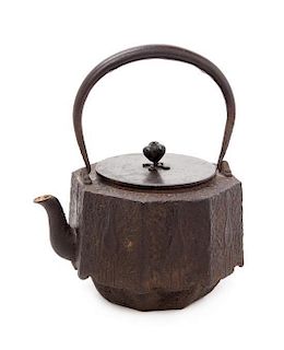 * A Cast Iron Teapot, Tetsubin Height 8 3/4 inches.