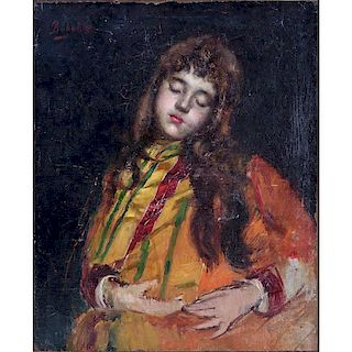 Aram Bakalian, Armenian (1874-1959) Oil on Canvas, Portrait of a Young Lady