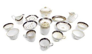 A Continental Porcelain Partial Tea Service, Height of first 2 1/4 inches.