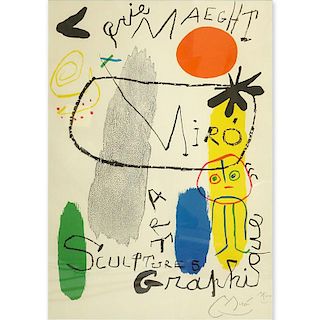 After: Joan Miro, Spanish   (1893 - 1983) "Galerie Maeght Miro Sculptures Art Graphique" Poster, Signed Lower Right