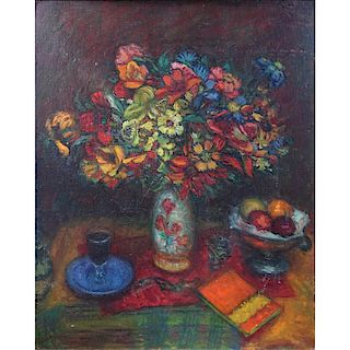 Abram Anshelevich Manievich, Ukrainian (1881-1942) Oil on Artist Board, Still Life with Flowers