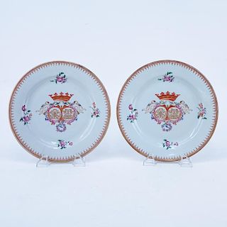 Pair Of Early Chinese Export Porcelain Armorial Plates