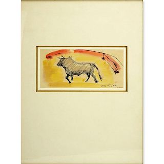Wolf Reuther, German (1917 - 2004) Ink/Wash "La Taureau"