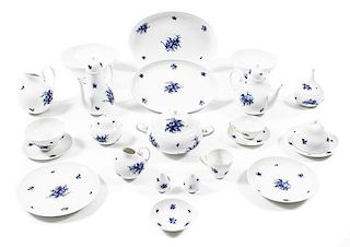 A Rosenthal Porcelain Partial Dinner Service, Bjorn Wiinblad, Length of largest platter 16 inches.