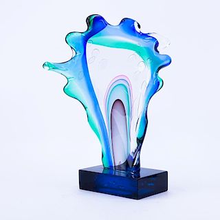 Large Mid Century Modern Multi Color Abstract Free Form Art Glass Sculpture