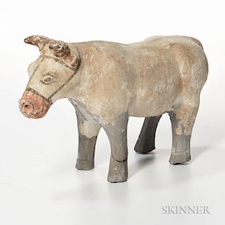 Painted Pottery Standing Ox