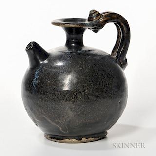 Black-glazed Blue-splashed Stoneware Ewer
