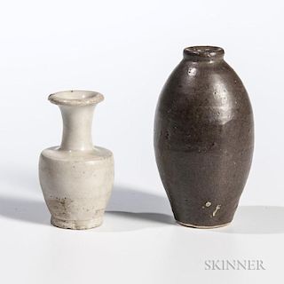 Two Miniature Glazed Vases