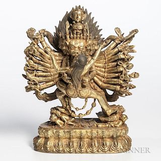 Gilt-bronze Dharmapala Yama