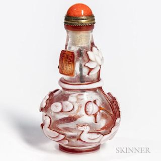 Double Overlay Peking Glass Snuff Bottle