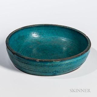 Turquoise-glazed Stoneware Brush Washer