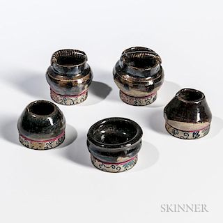 Five Miniature Black-glazed Jian-style Jarlets