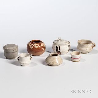 Seven Miniature Glazed Stoneware Items
