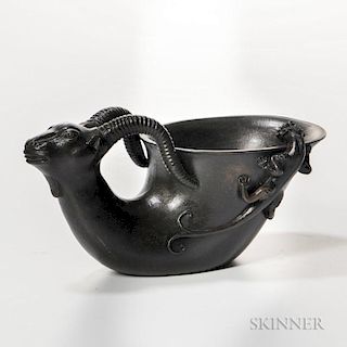 Black-glazed Stoneware Rhyton Cup