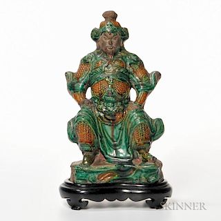 Glazed Pottery Figure of Guan Yu
