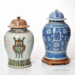 Two Large Covered Jars