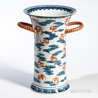 Iron Red-enameled Blue and White Vase